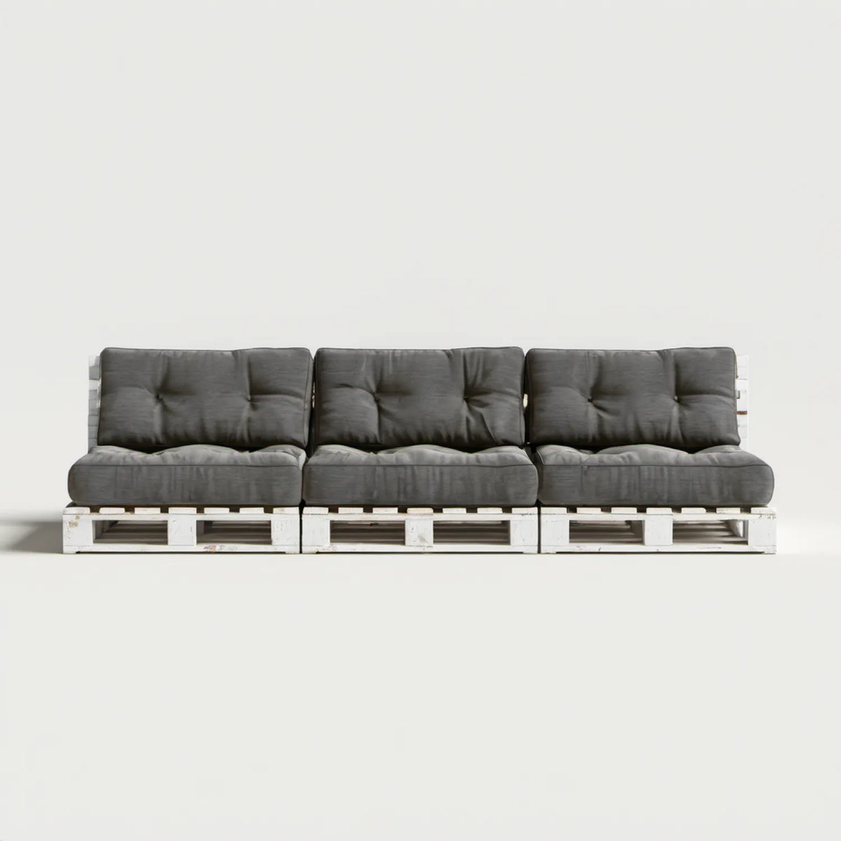 3-osobowa sofa ogrodowa z palet, biało-antracytowa, 360 x 80 x 90 cm