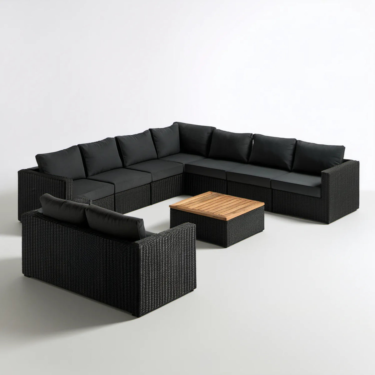 Narożne meble ogrodowe z technorattanu czarne/brązowe 250 × 250 cm