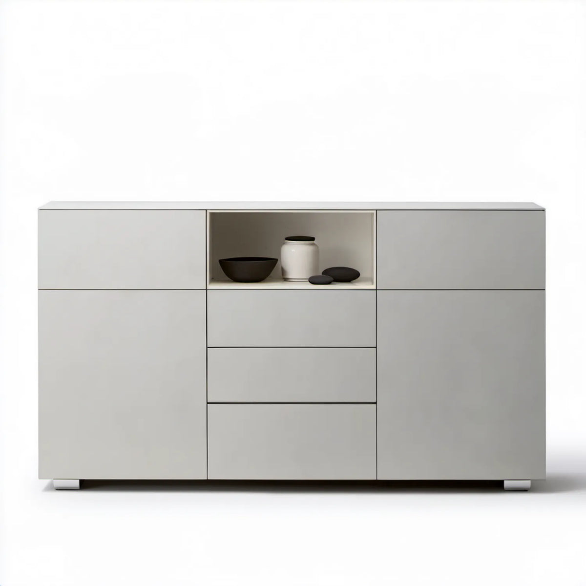 Kredens jasnoszary/srebrny 160 x 40 x 100 cm z laminowanej płyty MDF