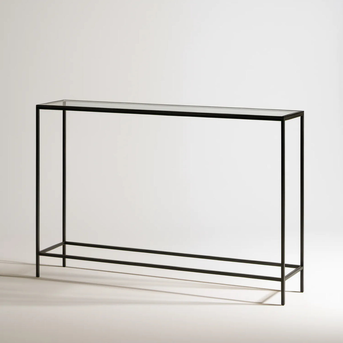 Czarna konsola ze szkłem hartowanym 120 x 35 x 80 cm