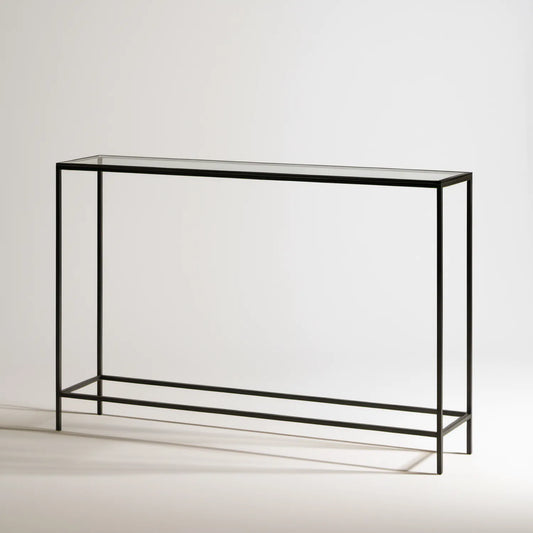 Czarna konsola ze szkłem hartowanym 120 x 35 x 80 cm